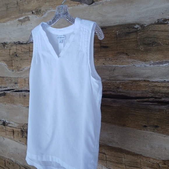 Kim Rogers White Sleeveless Linen Blend Tunic Medium - Picture 4 of 8